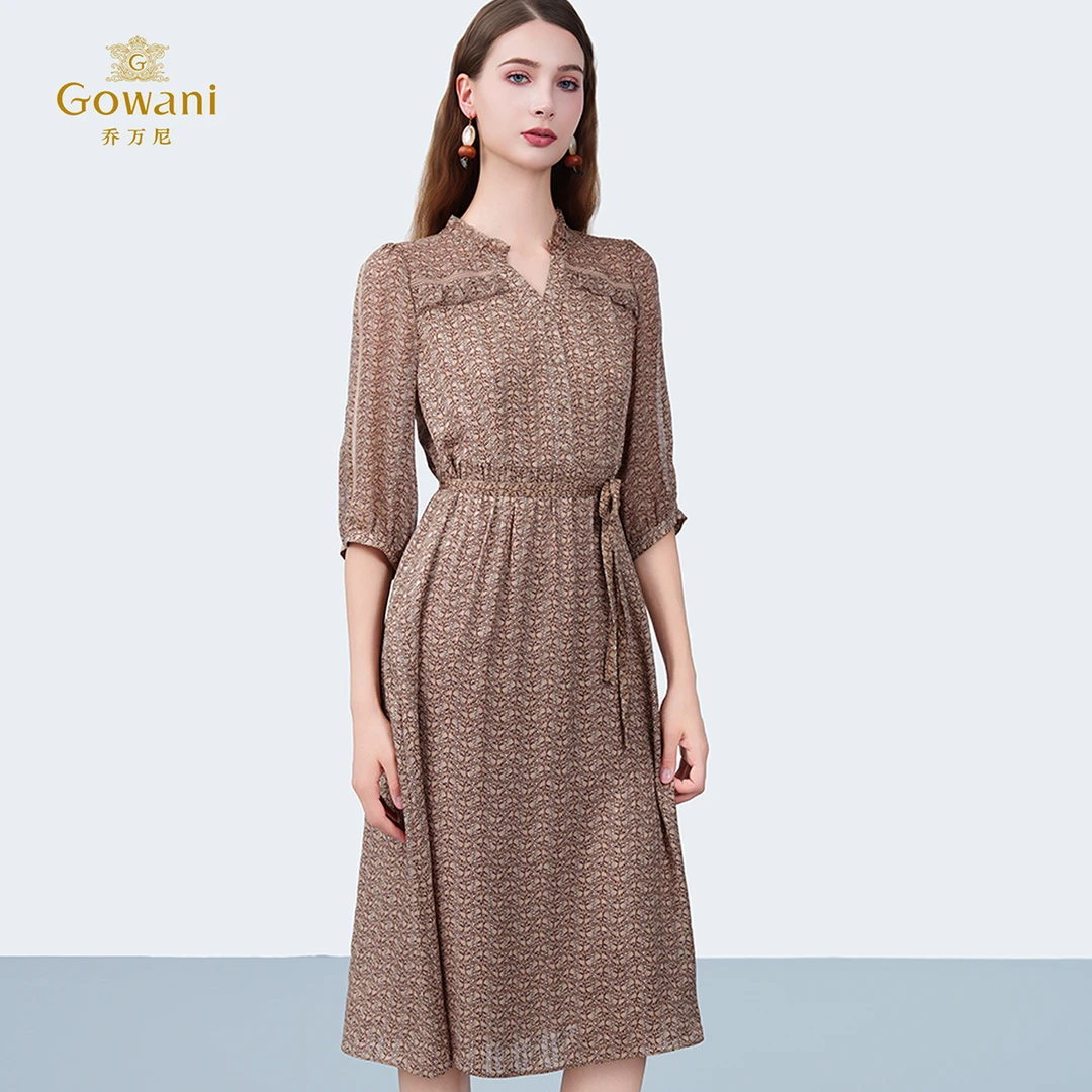 乔万尼连衣裙2025女新款法式桑蚕丝中长款春夏新品ED2E438