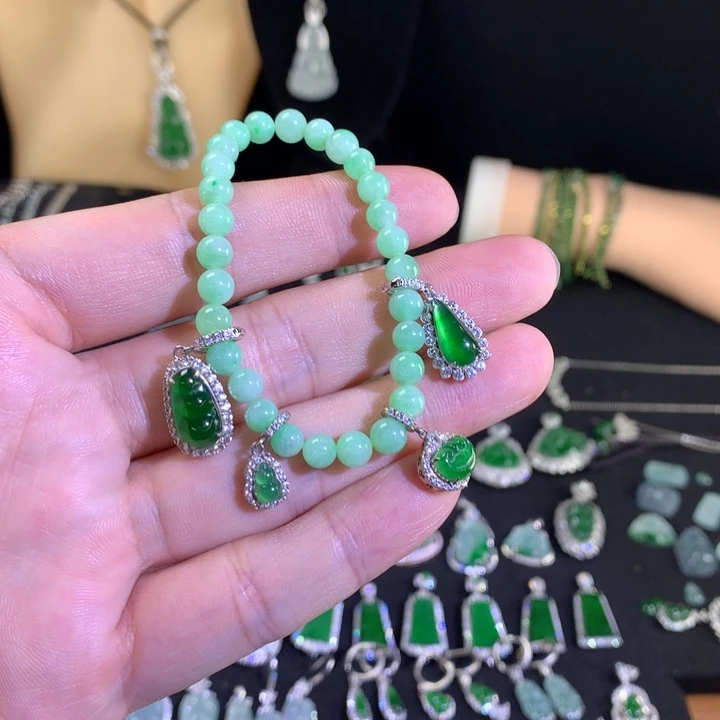 银S925镶嵌手链翡翠