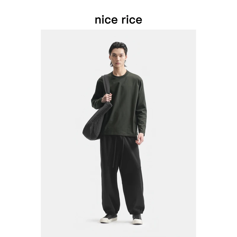 nice rice好饭 25春季新品280G毛巾布阔腿九分收脚卫裤NHC12013