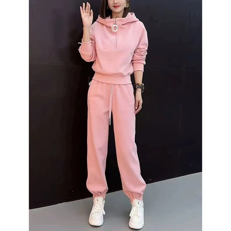 歌如虹品牌  潮流重工刺绣时尚套装加绒卫衣（401）