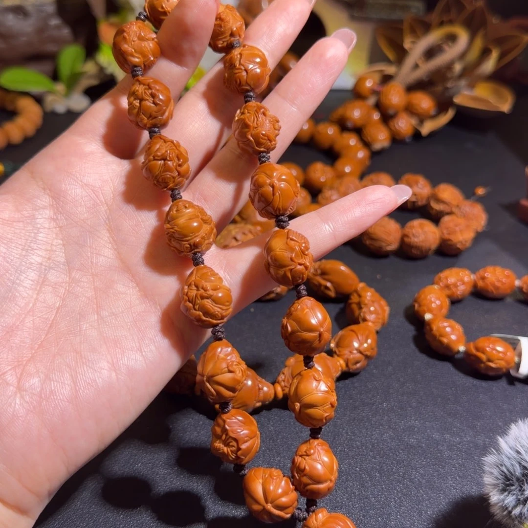 @***叔橄榄核手串/手链荷叶财迷