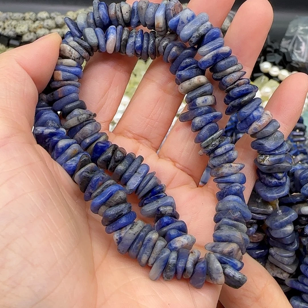玛瑙/玉髓合金珠宝半成品蓝纹石8-10mm一条