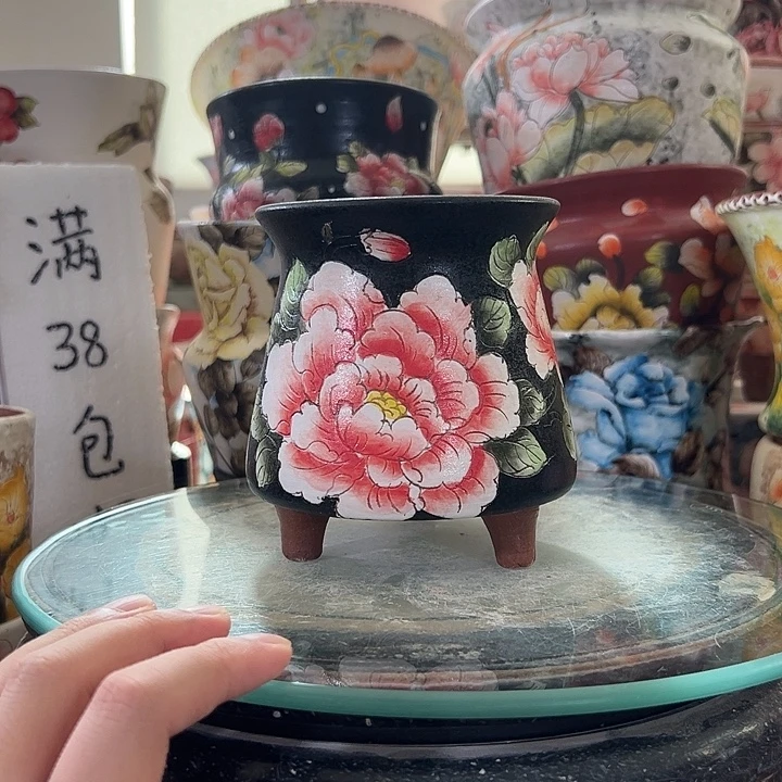 景德镇手绘花盆满38包邮偏远地区除外