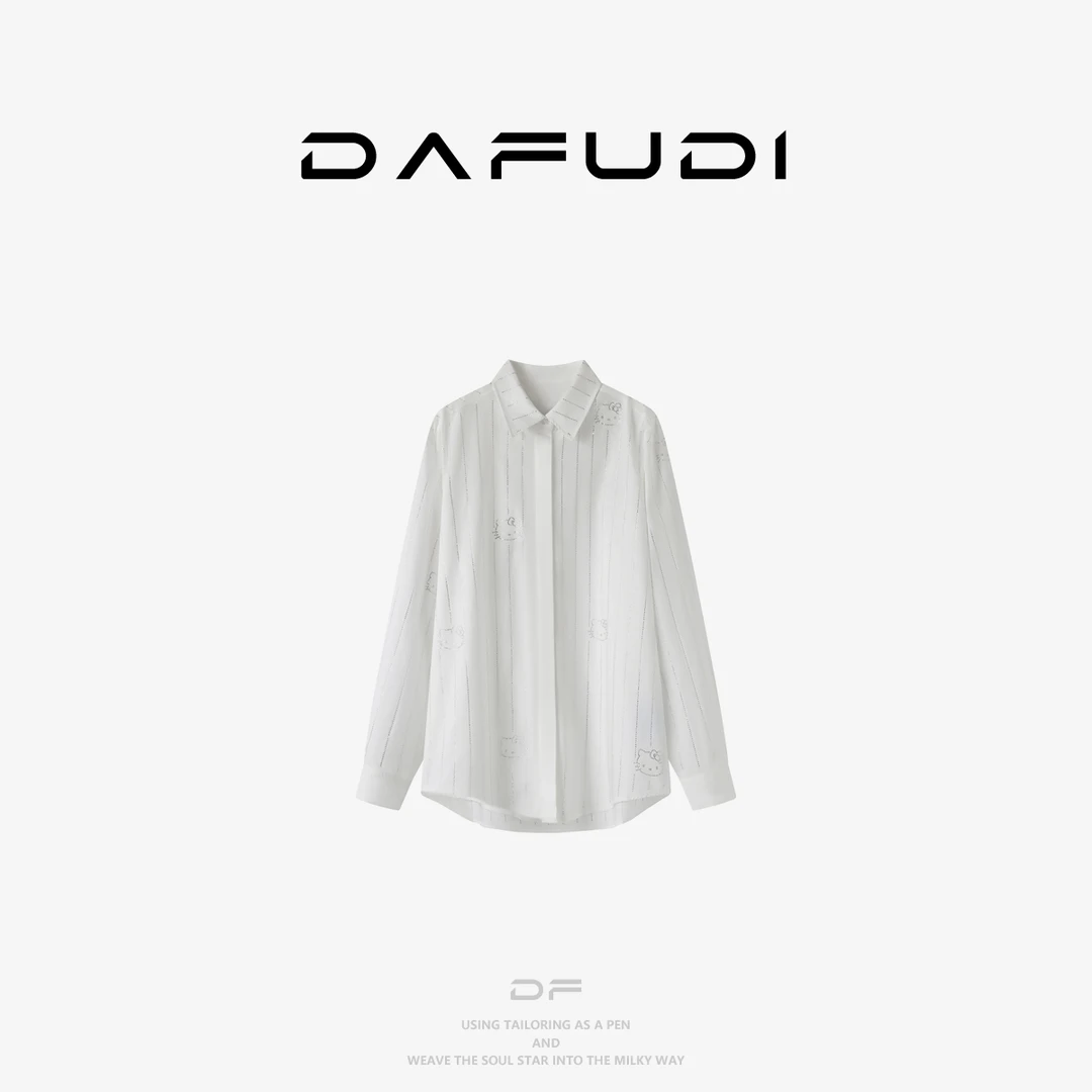 容诺【衬衫】2025秋季新品HelloKitty贵气感烫钻条纹衬衫W6974