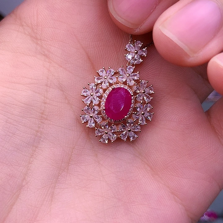 颈饰银S925镶嵌红宝石