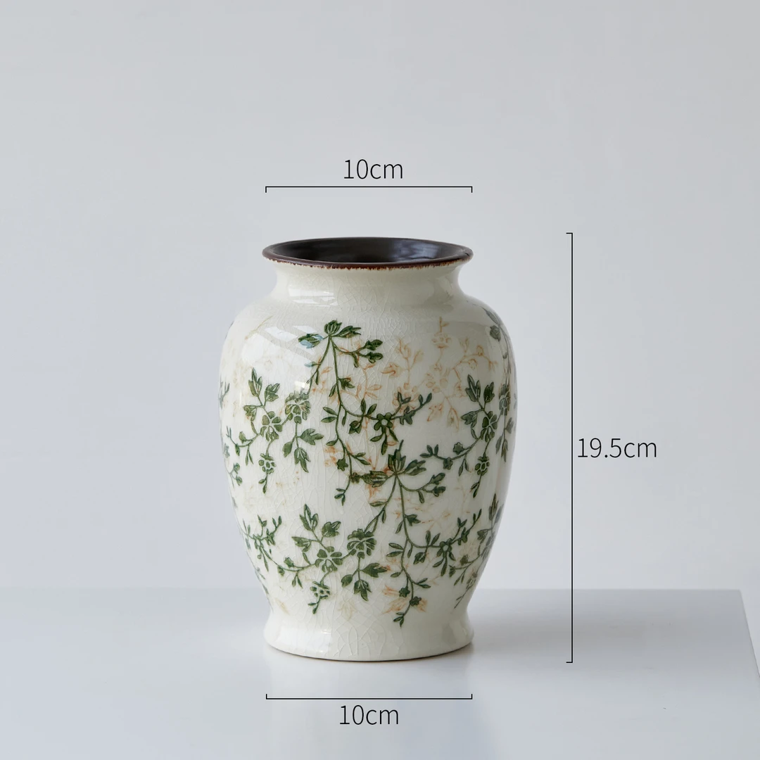 繁花聚宝盆（小号-26B）可水培 冰裂面复古陶瓷花瓶水养插花器摆件