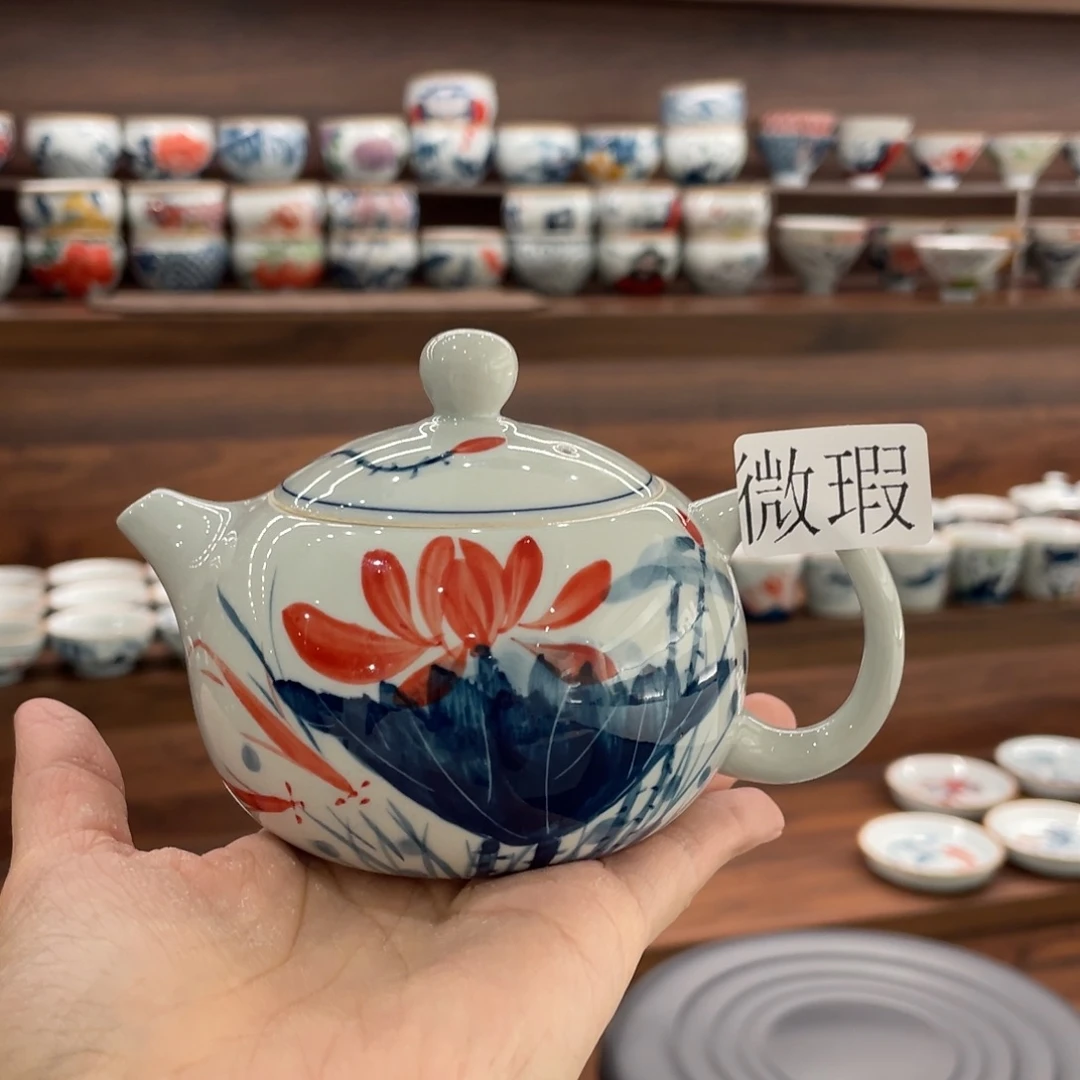 釉下手绘茶具微瑕