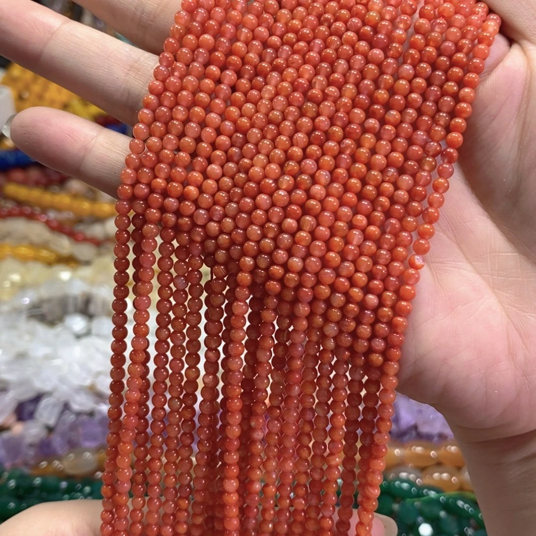 玛瑙/玉髓足银镀金镶嵌珠宝半成品冰飘南红一条绕手四圈卡4mm