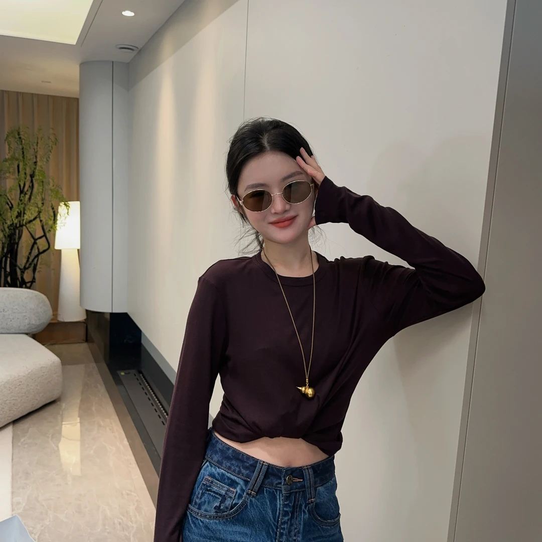 【郝洁】“衣橱必备”天丝羊毛基础百搭打底单穿圆领长袖小衫1551