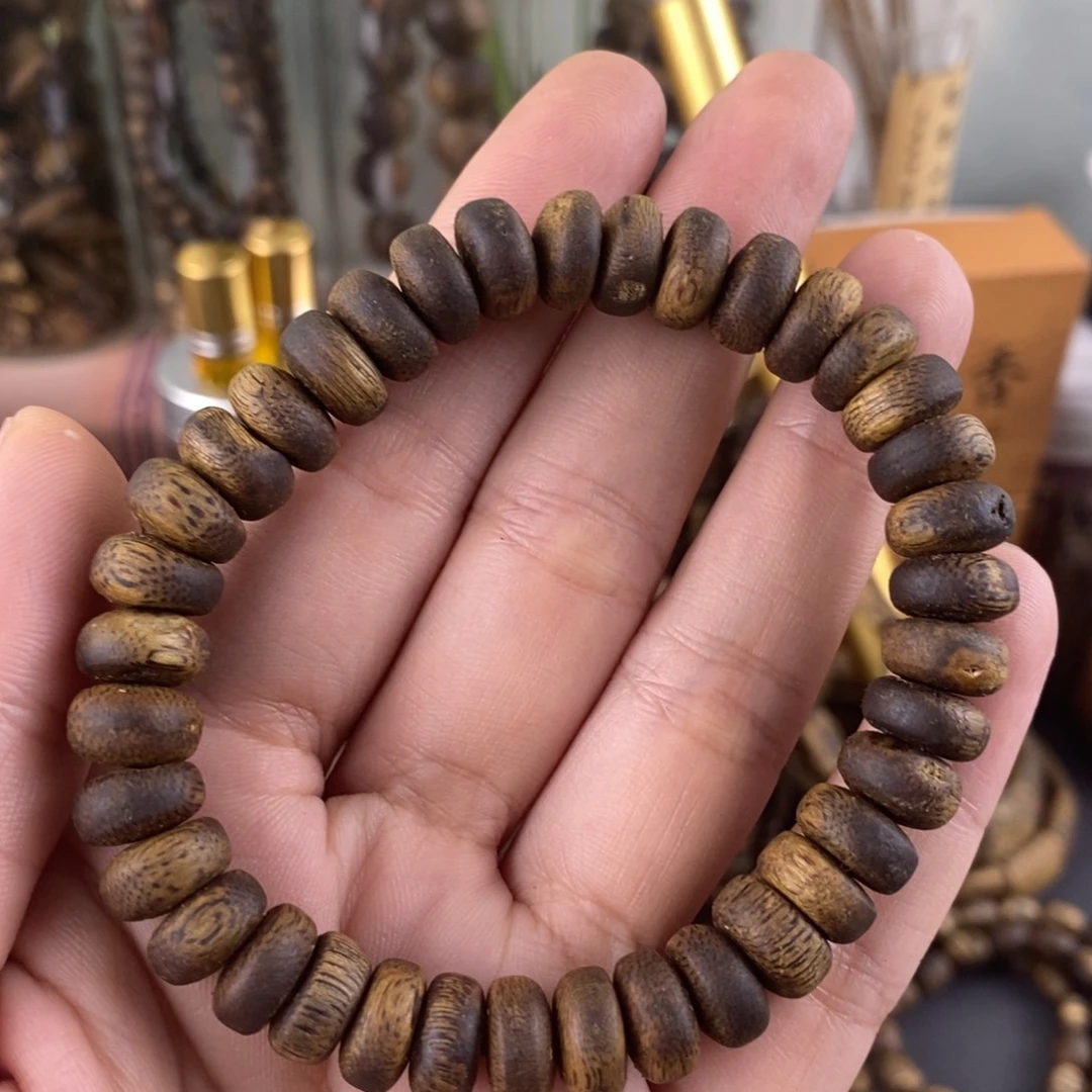 沉香沉香碎屑算盘珠单圈10mm