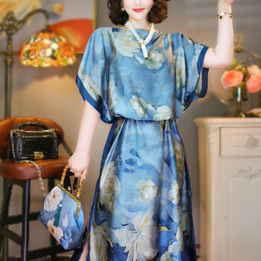 优雅气质旅游春夏宽松大码显瘦复古显白百搭时尚沙滩长裙连衣裙