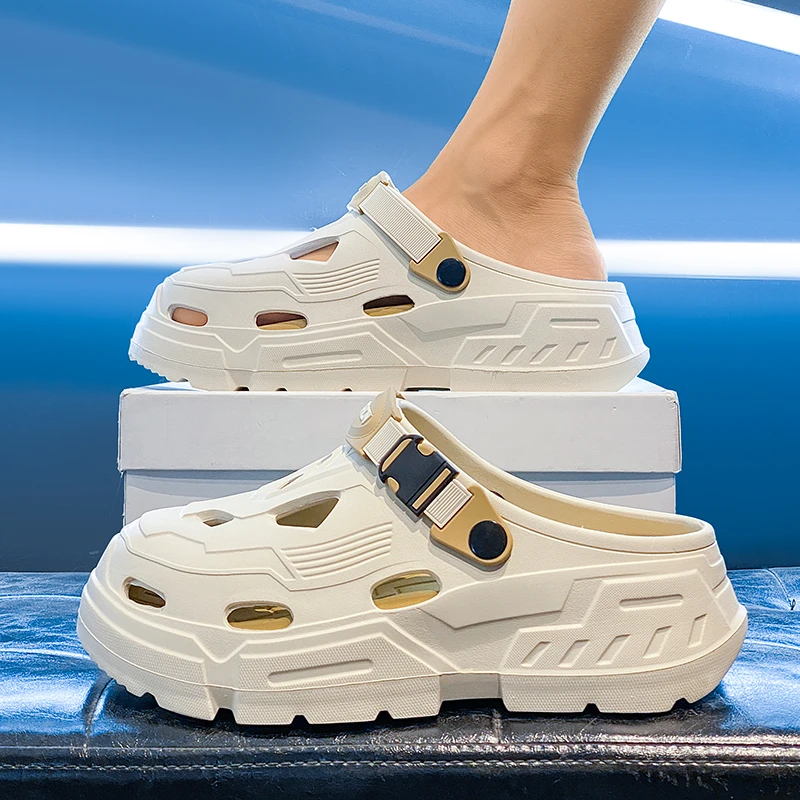 洞洞鞋男夏季新款外穿防臭包头拖鞋男士户外运动休闲厚底沙滩凉鞋