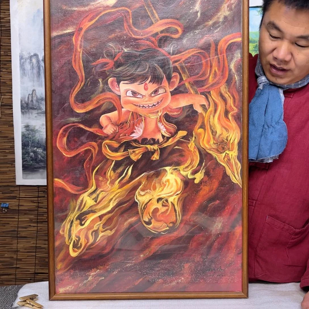 油画行路人小院绘画作品竞拍