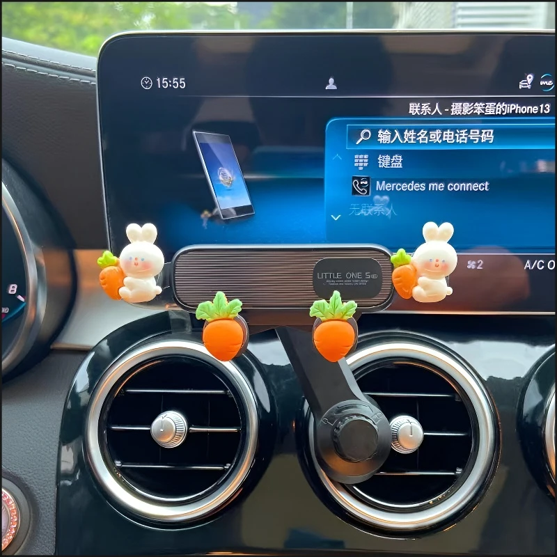 車载手机支架2024新款可爱卡通汽车内用导航固定支撑架出风口专用