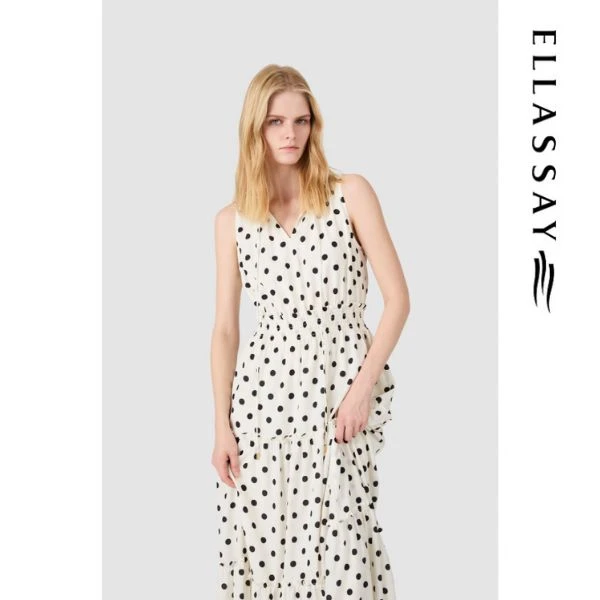 歌力思2025早春新款尤莱特波点法式连衣裙女EWD362Y06200