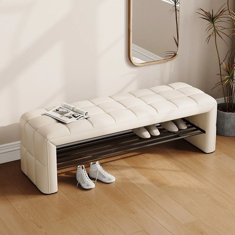 茉凰门口凳黑色服装店收纳凳简易长条凳子可坐式储物凳鞋轻奢家用