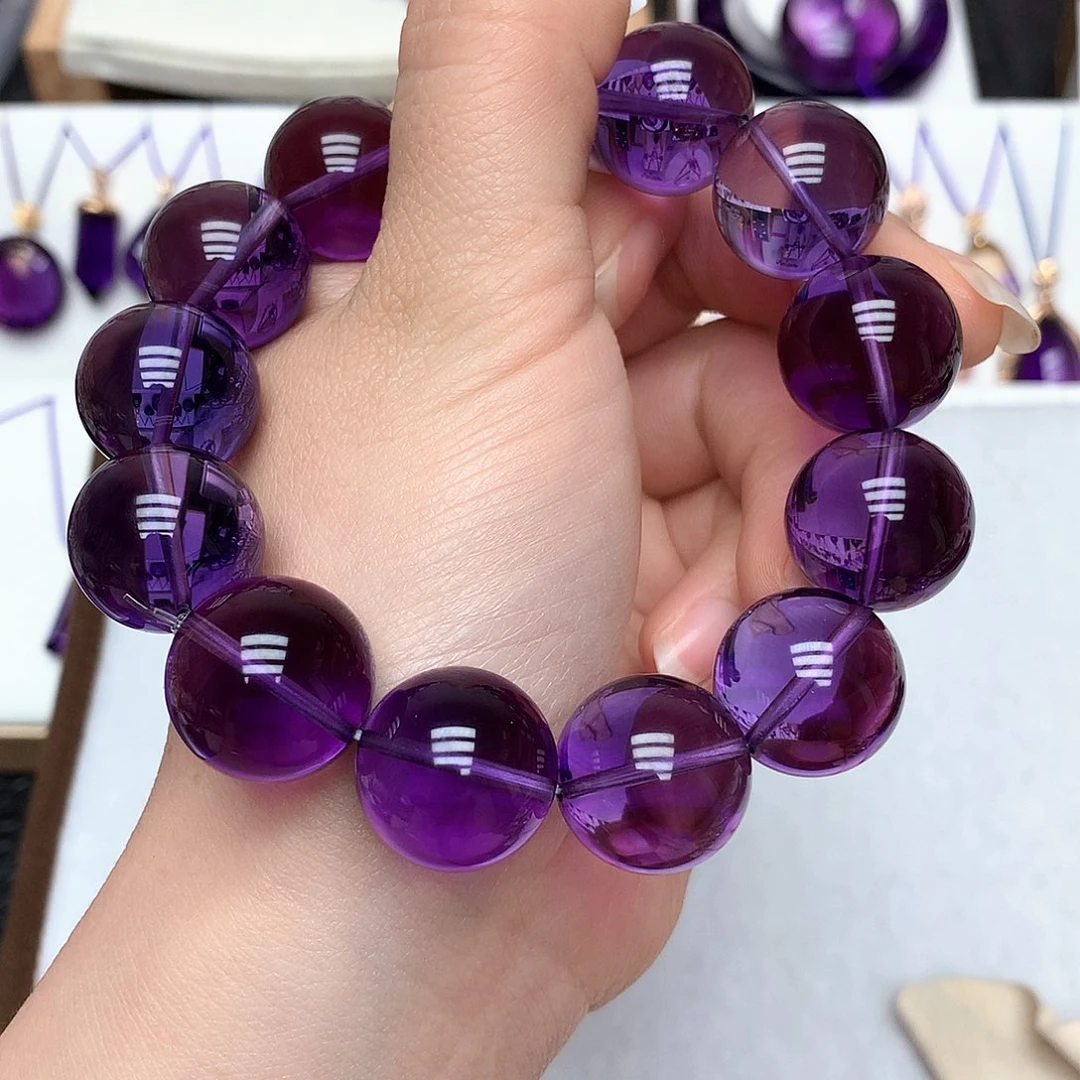 藏级手串18m m未镶嵌紫晶丹*妮