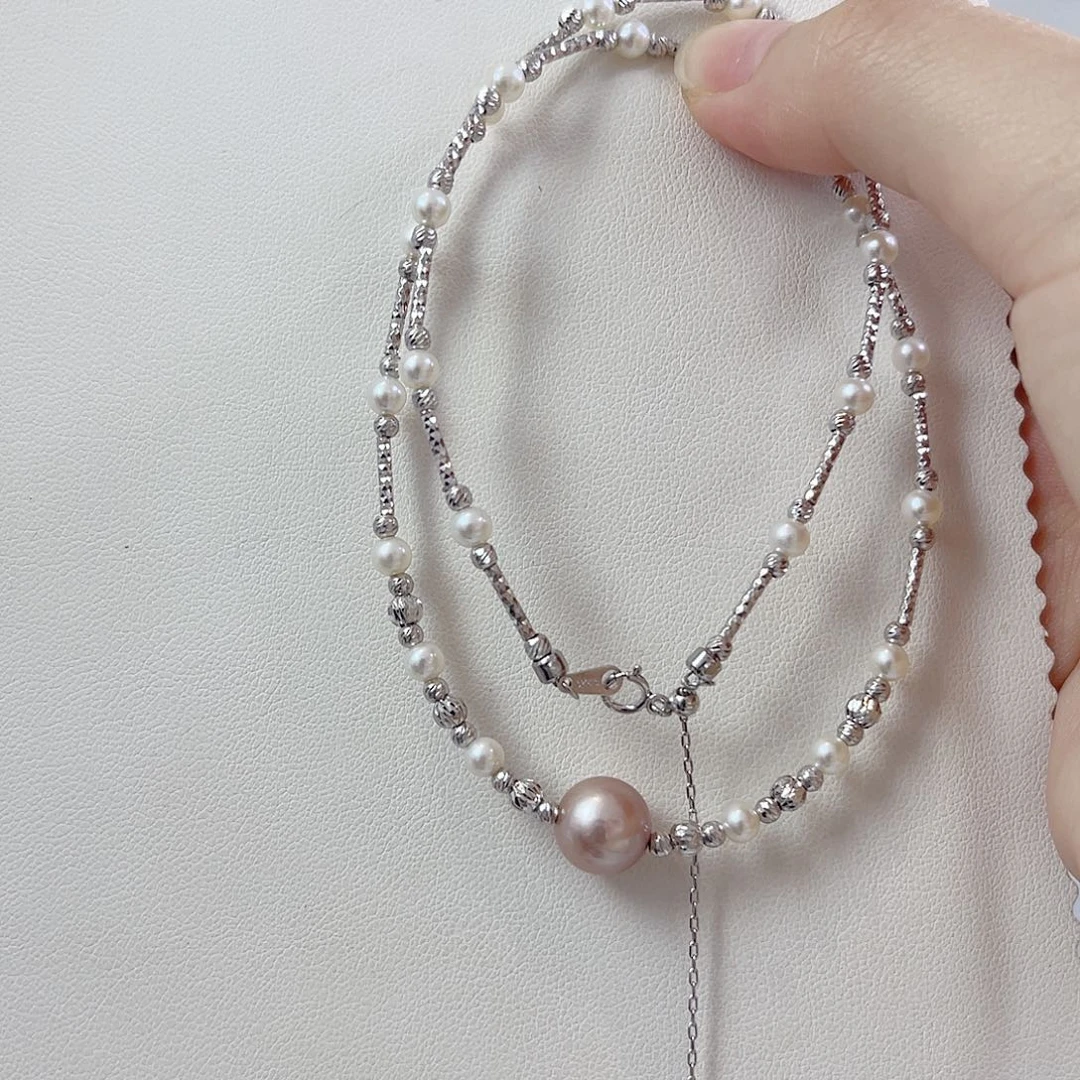 淡水珍珠银S925镶嵌颈饰珍珠项链