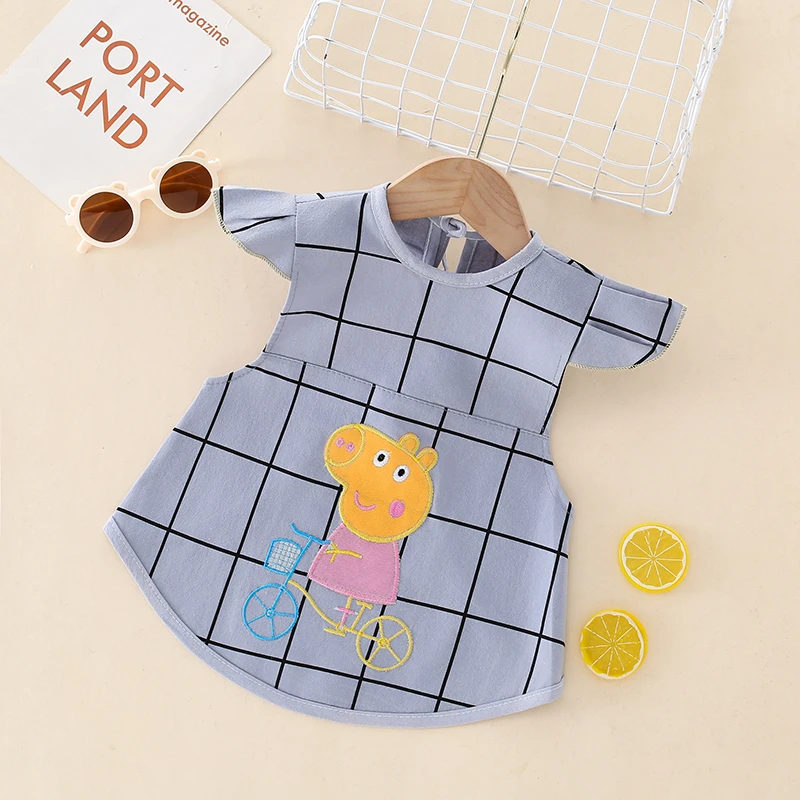 碎花卡通动漫森系格子饭兜防水反穿衣春秋薄款防水夏季春夏吃饭宝