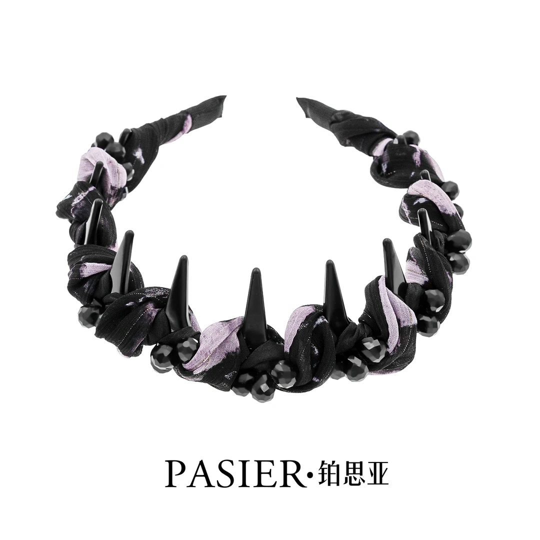 紫薇发箍插疏设计麻花辫发箍遮白发遮发缝夏季 百搭发箍 FB2410紫