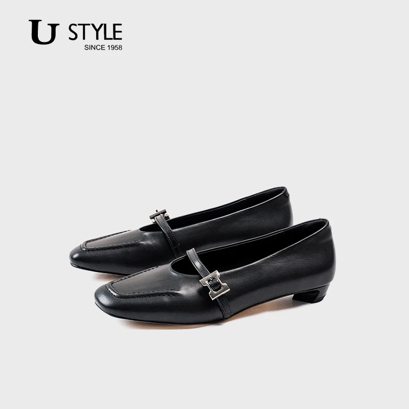 Chic Pa联名轻奢高定牛皮2025法式新款质时尚休闲低跟单鞋D25703