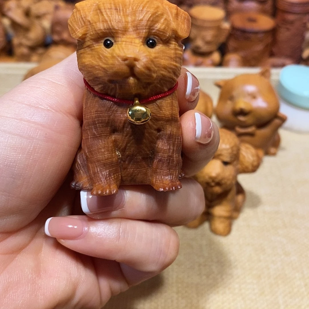 柏木（崖柏）玄*卿崖柏手把件，田园犬