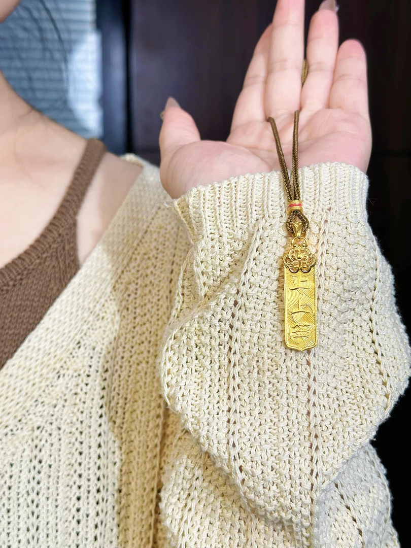 吊坠足银 足银镀金【上上签吊坠】吉祥文字平安祈福送闺蜜生日礼物