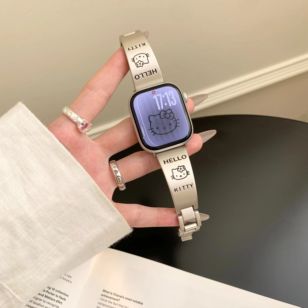 适用iWatch10表带applewatch9金属苹果手表s11代可爱猫咪小米9pro