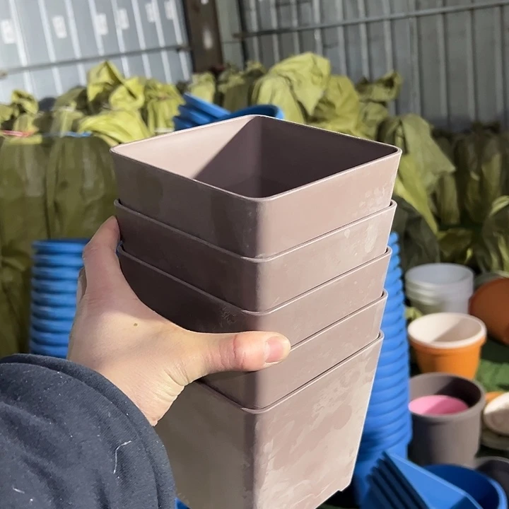 微瑕方盆咖色14外径14高5个盆