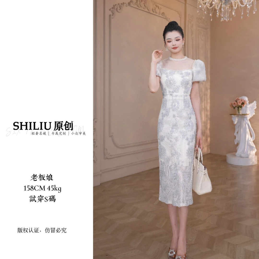【原创】】法式风名媛显瘦优雅时尚连衣裙21755