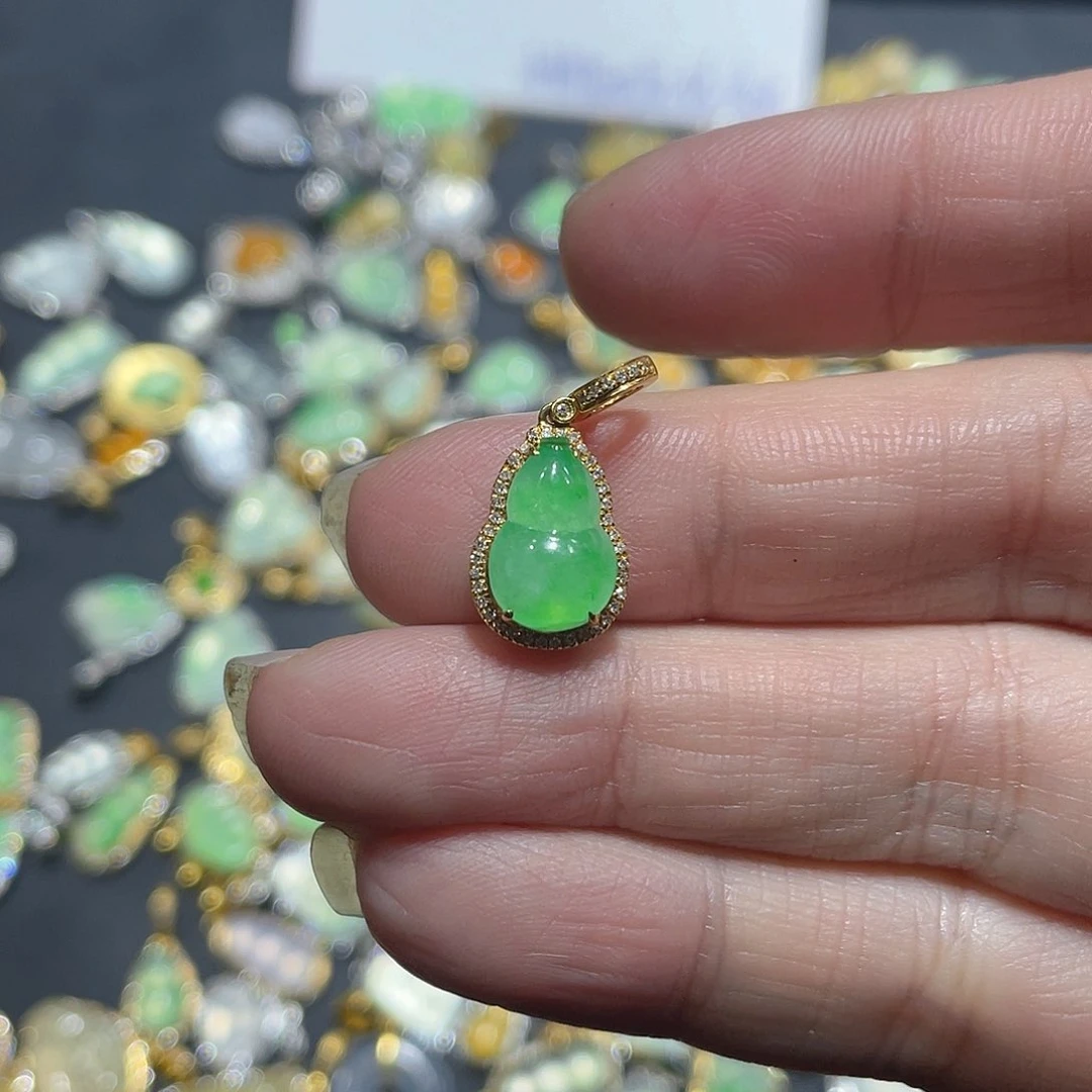 翡翠颈饰18K金镶嵌I****店天然翡翠18kA货