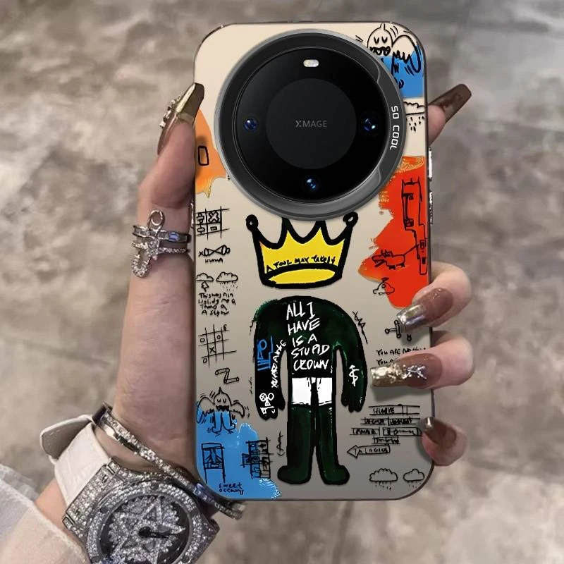 涂鸦皇冠适用华为mate60Pro手机壳创意mt70防摔P70个性全包保护套
