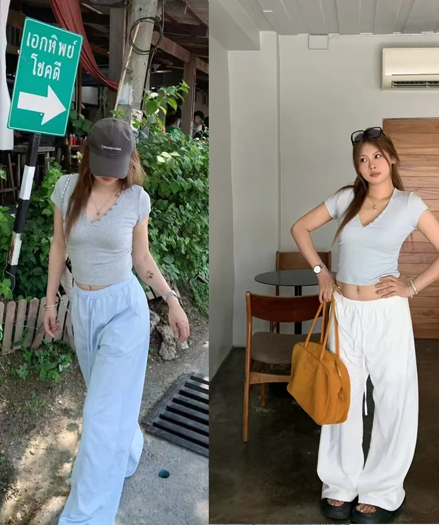 宅宅athome//快乐吸氧 凉感舒适轻薄高腰显瘦直筒休闲裤阔腿裤