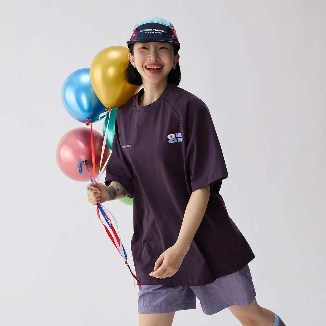 OWOX 索罗娜凉感速干后背印花弹力透气短袖T恤夏季情侣半袖上衣女