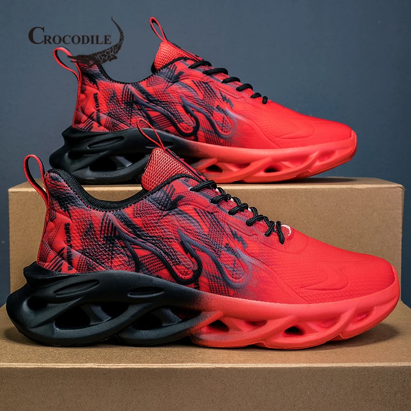 鳄鱼恤本命年男鞋2025新款红色鞋子青少年运动鞋初中学生跑步潮鞋