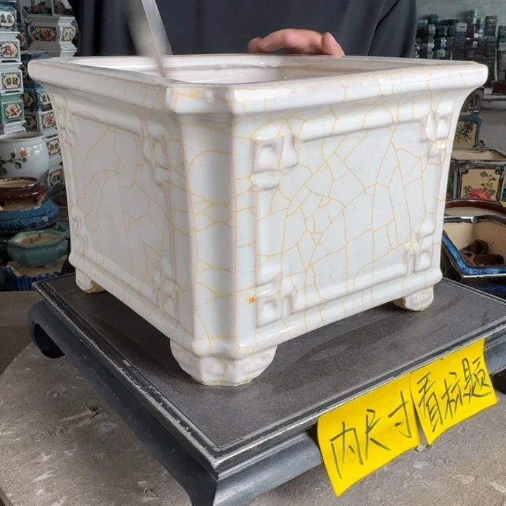 。一风堂石湾花盆 微瑕 收缩 大黑点 内21*16