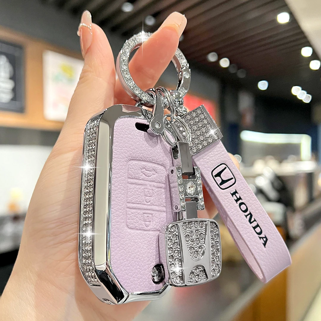 适用老款本田雅阁九代半钥匙套crv思域缤智xrv凌派折叠车真皮包扣