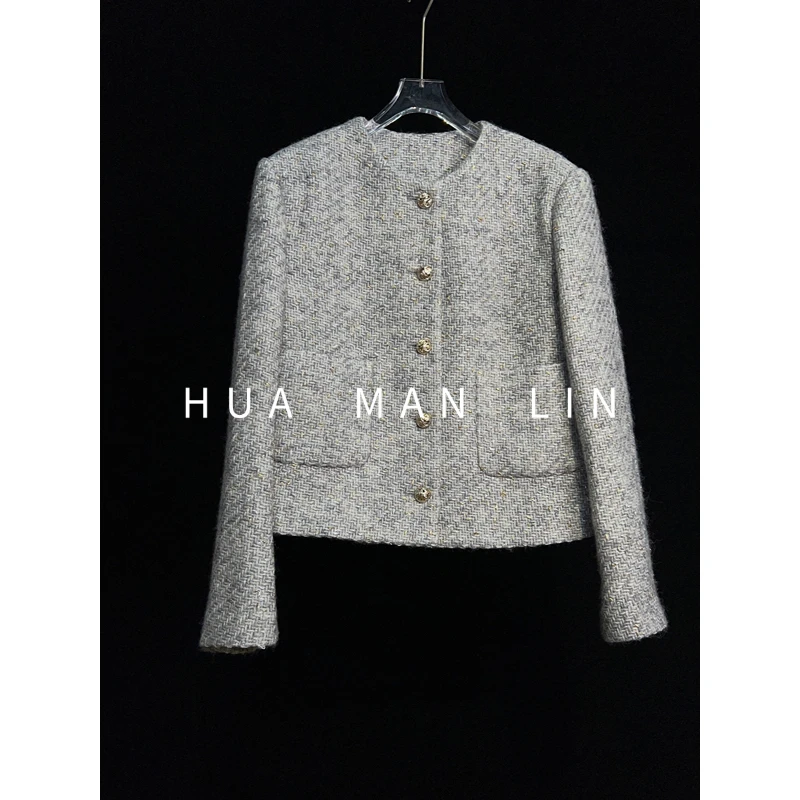 【花满林】圆领金属扣大口袋小香风外套82061