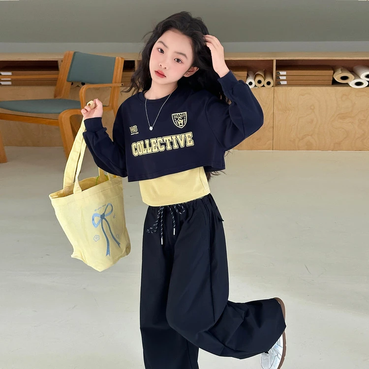 女童秋款套装2025新款洋气儿童长袖卫衣女大童春秋休闲长裤三件套