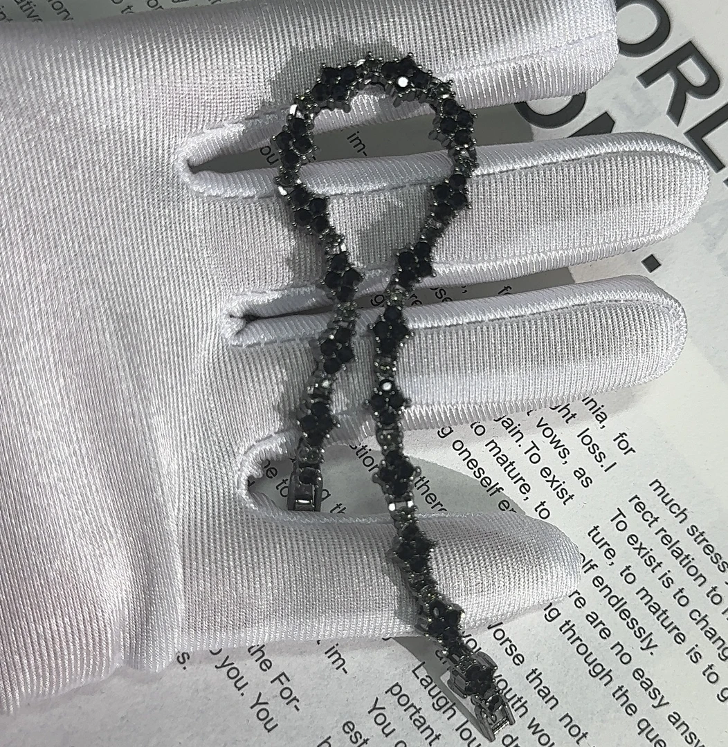 合金手链 【陨灭 冰糖满天星 手链】银色冰糖满天星手链风发字嘻哈