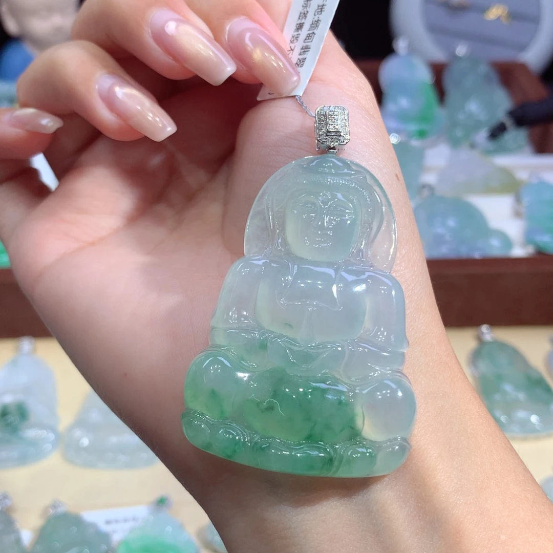 吊坠(不含链)18K金镶嵌翡翠