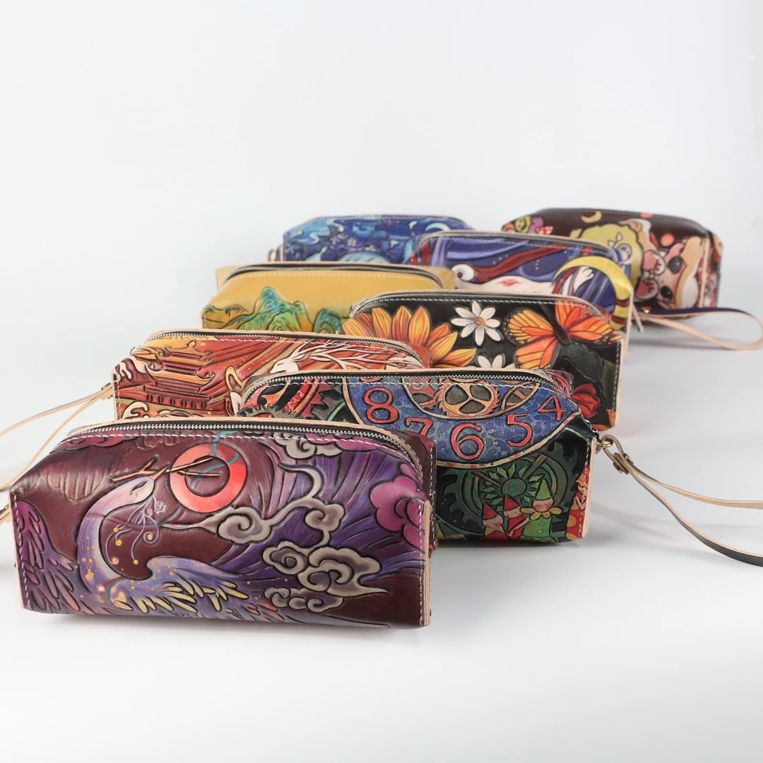 匠人乔配饰【皮雕化妆包】纯手工原创皮雕非遗皮雕化妆包