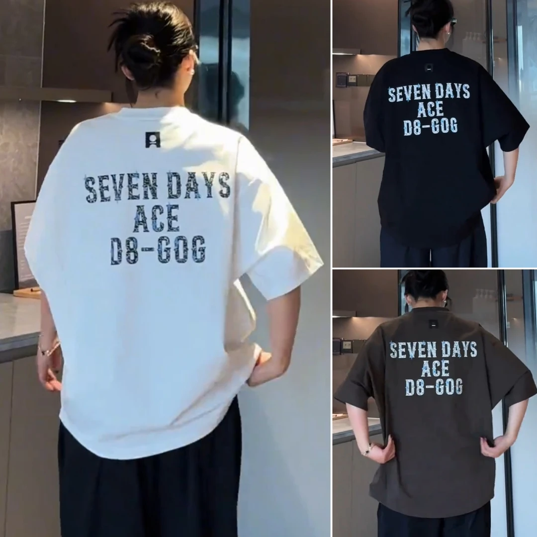 2025夏季新款潮牌圆领廓形蝙蝠袖短袖T恤男女同款时尚百搭休闲T恤