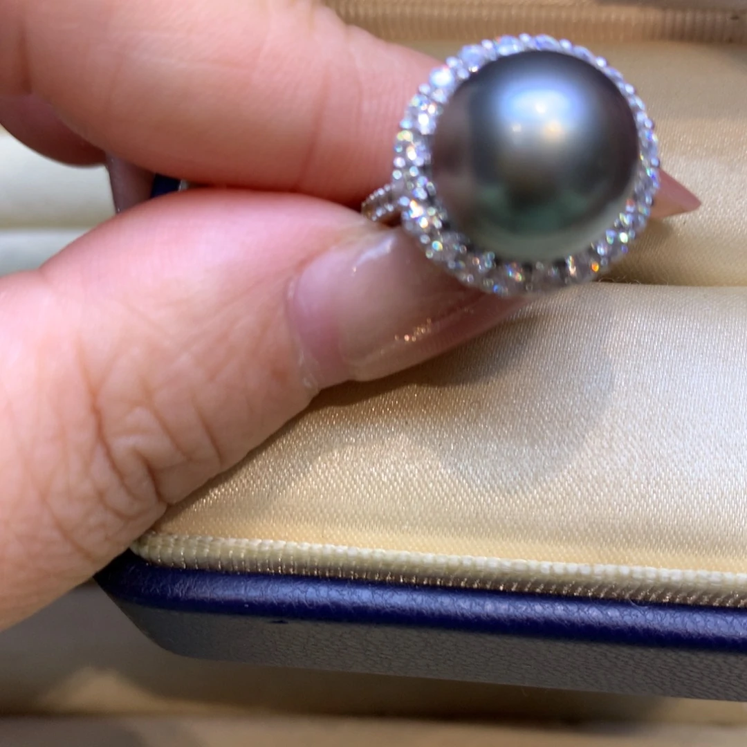 银S925镶嵌戒指海水珍珠