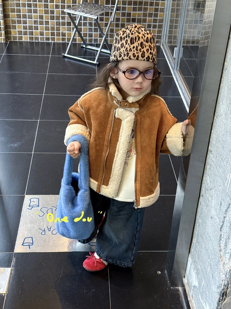 one豆·25深秋~机车风皮毛一体外套牛仔裤套装5693 5758（汉服）