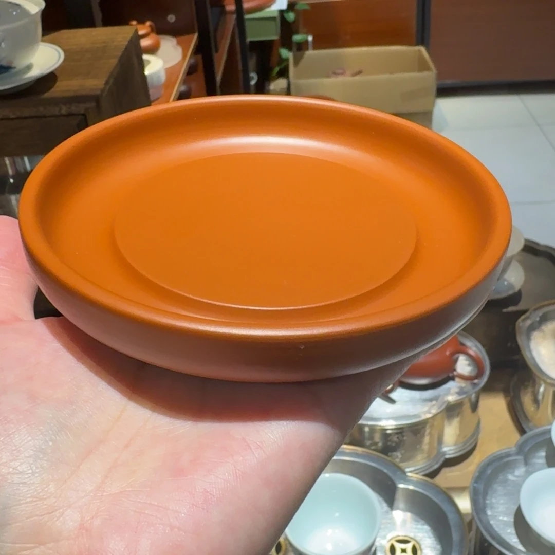 潮州手拉朱泥圆底小壶承12cm