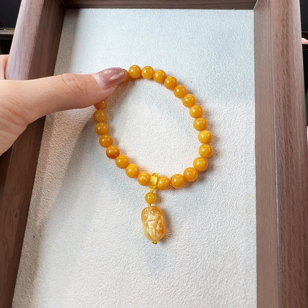 未镶嵌蜜蜡手串蜜蜡7.4mm