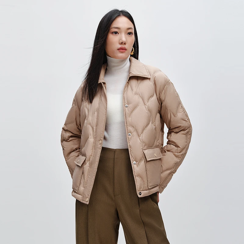 【陈大可专属】太平鸟弧形压胶嵌绳衬衫夹克羽绒服时尚AAACE412E