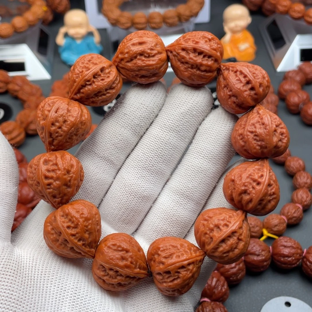 手串文玩核桃野生核桃桃心型京八棱秋子手串