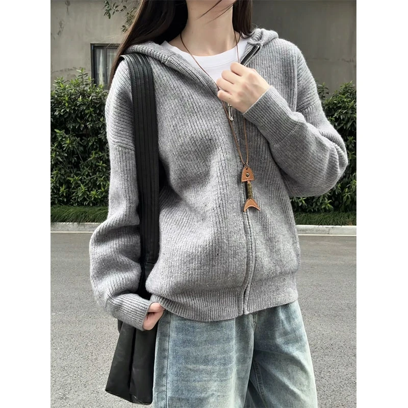 秋冬男女同款毛衣外套潮牌满天星设计连帽亲肤宽松百搭运动休闲